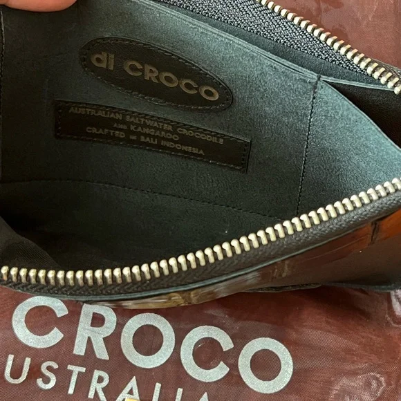 Black Crocodile Leather Wristlet - Picture 5 of 8